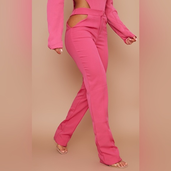 PrettyLittleThing Pink Cutout Bold & Daring Bodysuit & Pants Set Size 12 NWT - Picture 5 of 14
